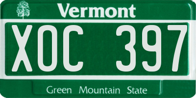 VT license plate XOC397