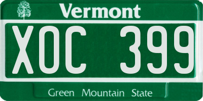 VT license plate XOC399