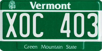 VT license plate XOC403