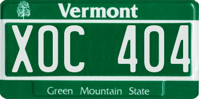 VT license plate XOC404