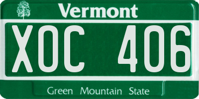 VT license plate XOC406