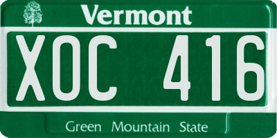 VT license plate XOC416