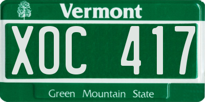 VT license plate XOC417