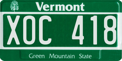 VT license plate XOC418