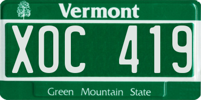 VT license plate XOC419