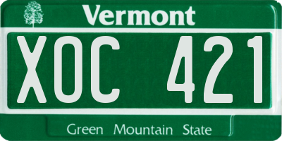 VT license plate XOC421