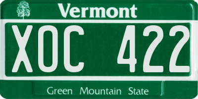 VT license plate XOC422