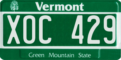 VT license plate XOC429