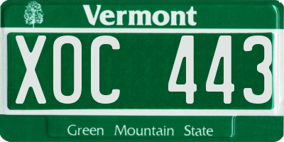 VT license plate XOC443