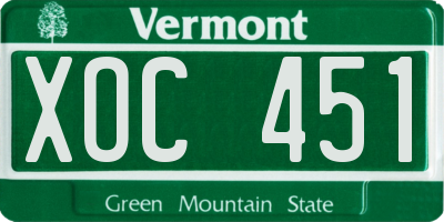 VT license plate XOC451