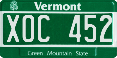 VT license plate XOC452