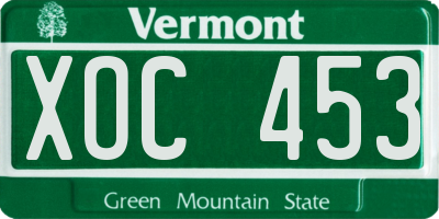VT license plate XOC453
