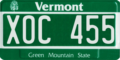 VT license plate XOC455