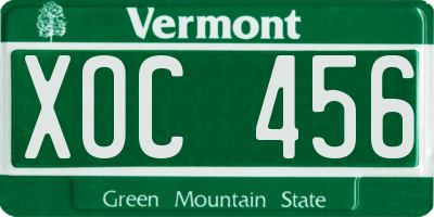 VT license plate XOC456