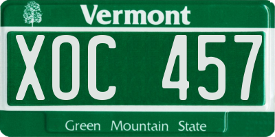 VT license plate XOC457