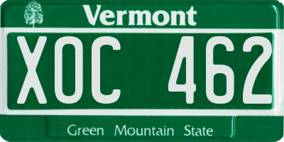 VT license plate XOC462