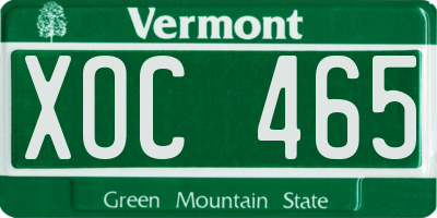 VT license plate XOC465