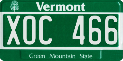VT license plate XOC466