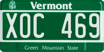 VT license plate XOC469