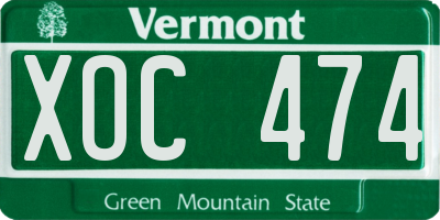 VT license plate XOC474