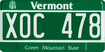 VT license plate XOC478
