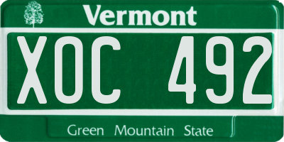 VT license plate XOC492