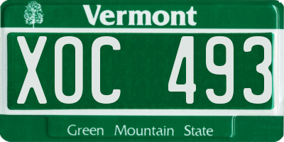 VT license plate XOC493