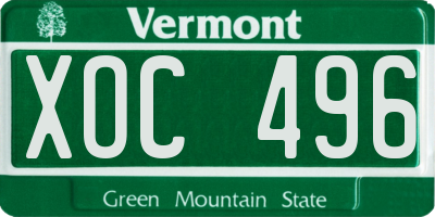 VT license plate XOC496