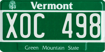 VT license plate XOC498