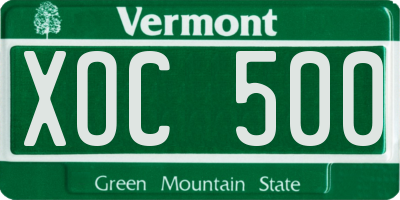 VT license plate XOC500