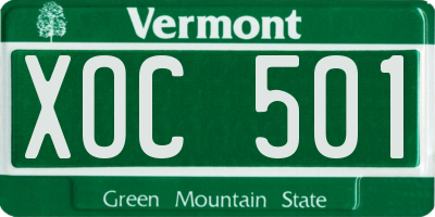 VT license plate XOC501