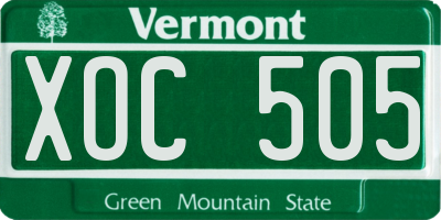 VT license plate XOC505