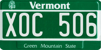 VT license plate XOC506