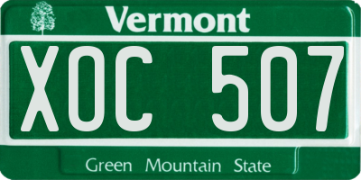 VT license plate XOC507