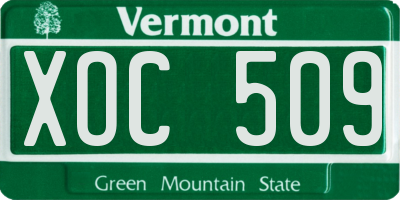 VT license plate XOC509