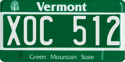 VT license plate XOC512