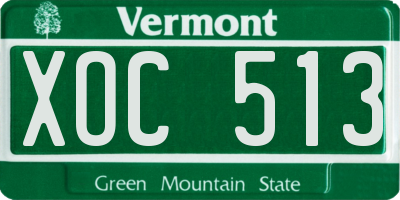 VT license plate XOC513