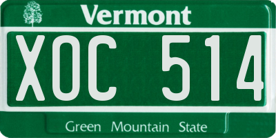 VT license plate XOC514
