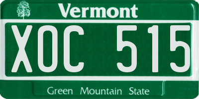 VT license plate XOC515