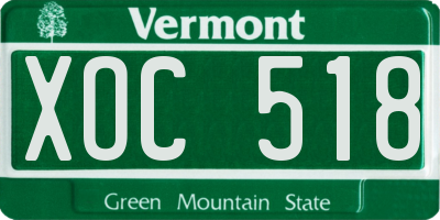 VT license plate XOC518