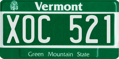 VT license plate XOC521