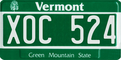 VT license plate XOC524