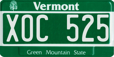 VT license plate XOC525