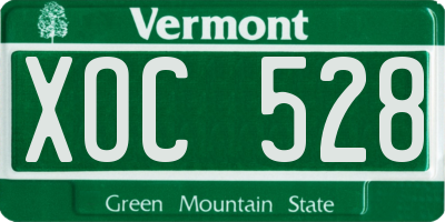 VT license plate XOC528