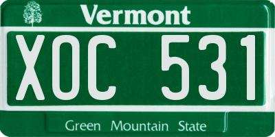 VT license plate XOC531