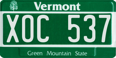 VT license plate XOC537