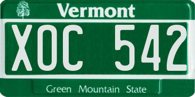 VT license plate XOC542