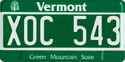 VT license plate XOC543