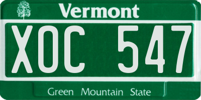 VT license plate XOC547