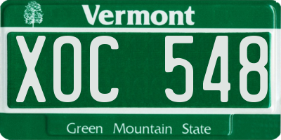 VT license plate XOC548